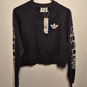 Adidas Black Sweatshirt with White Logo womens, semi cropped NWT size small